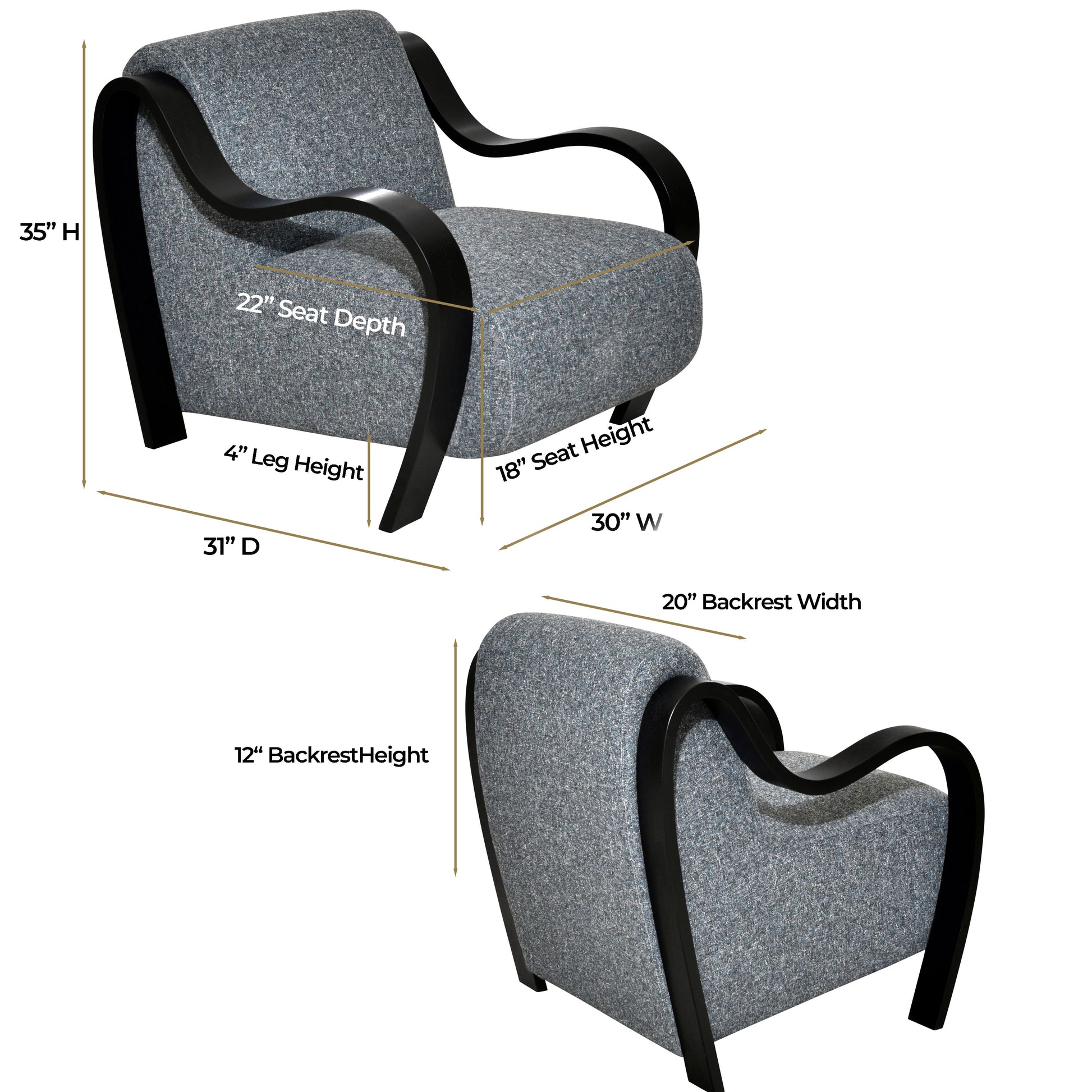 CH560 NAVYBLK ARM CHAIR