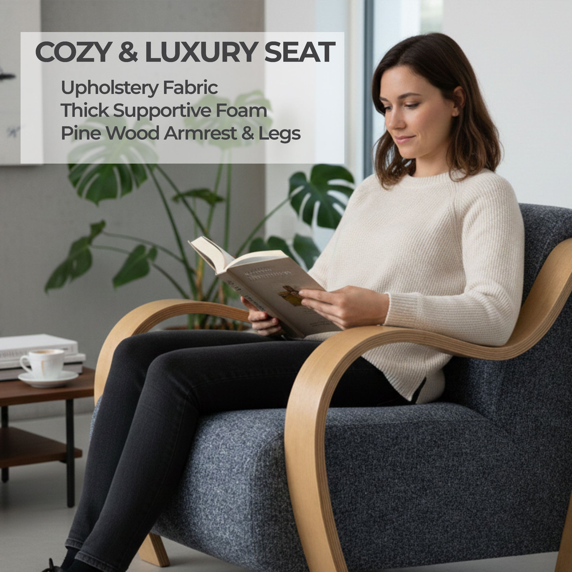 CH560 NAVY-NATURAL ARM CHAIR