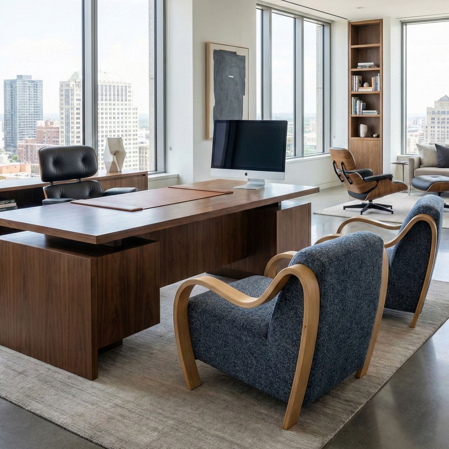 CH560 NAVY-NATURAL ARM CHAIR