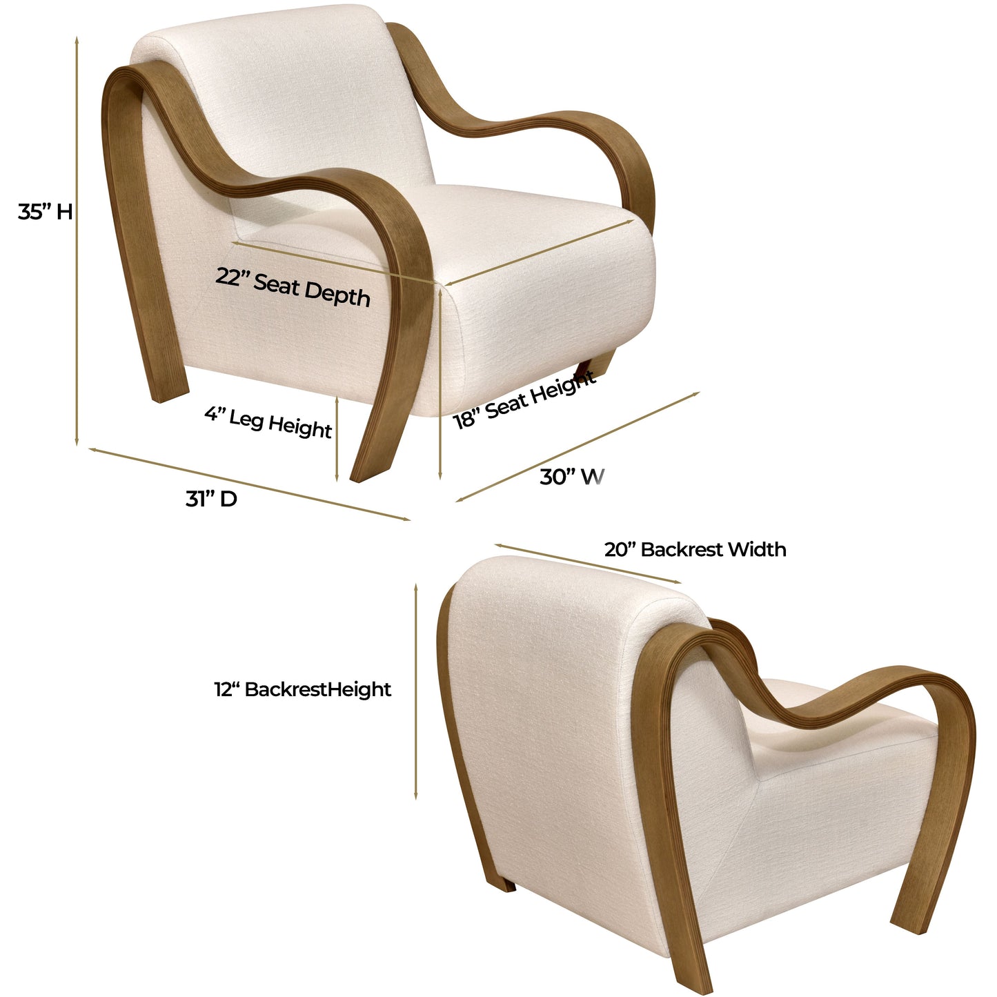 CH560 WHITE-NATURAL ARM CHAIR
