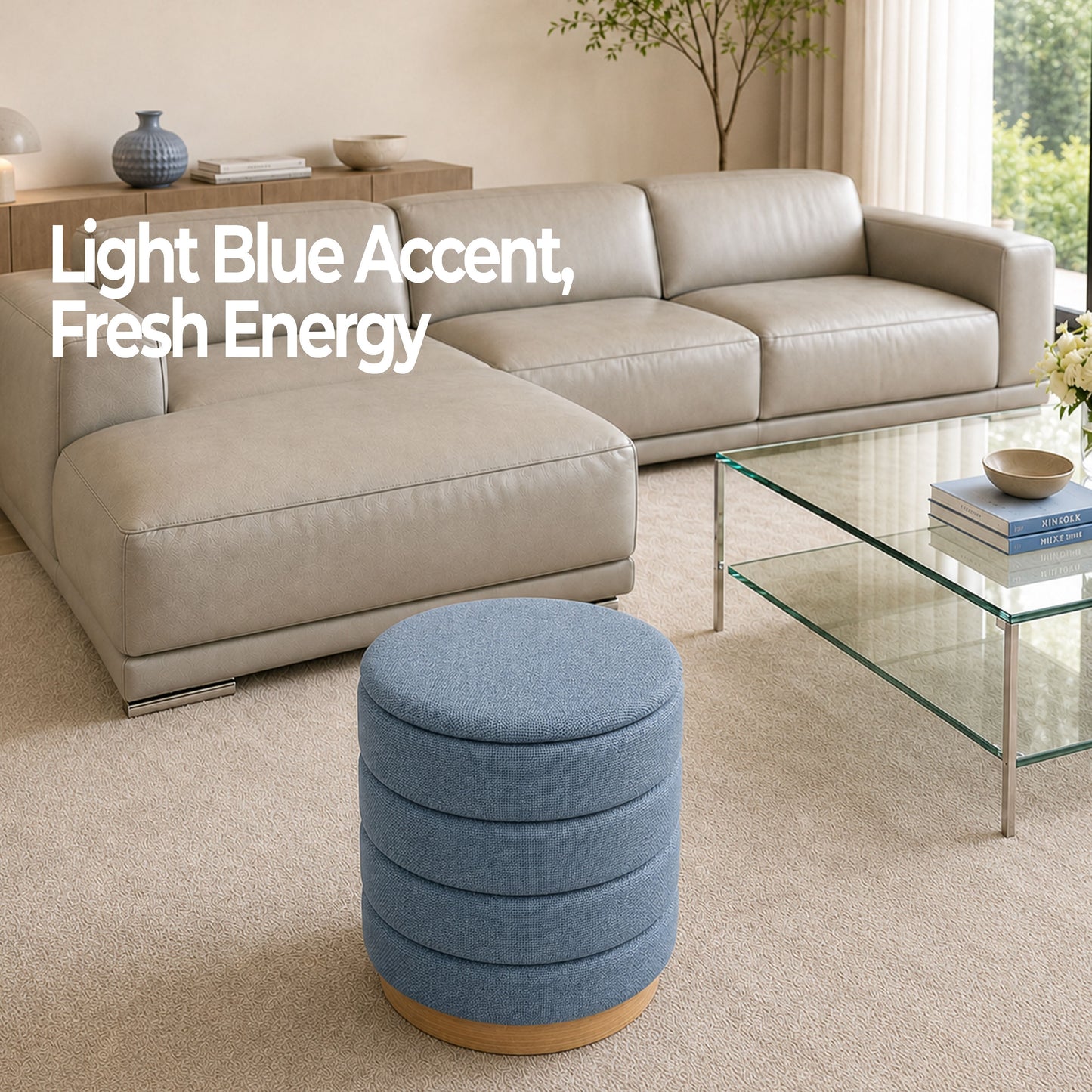 OT622 LIGHT BLUE OTTOMAN