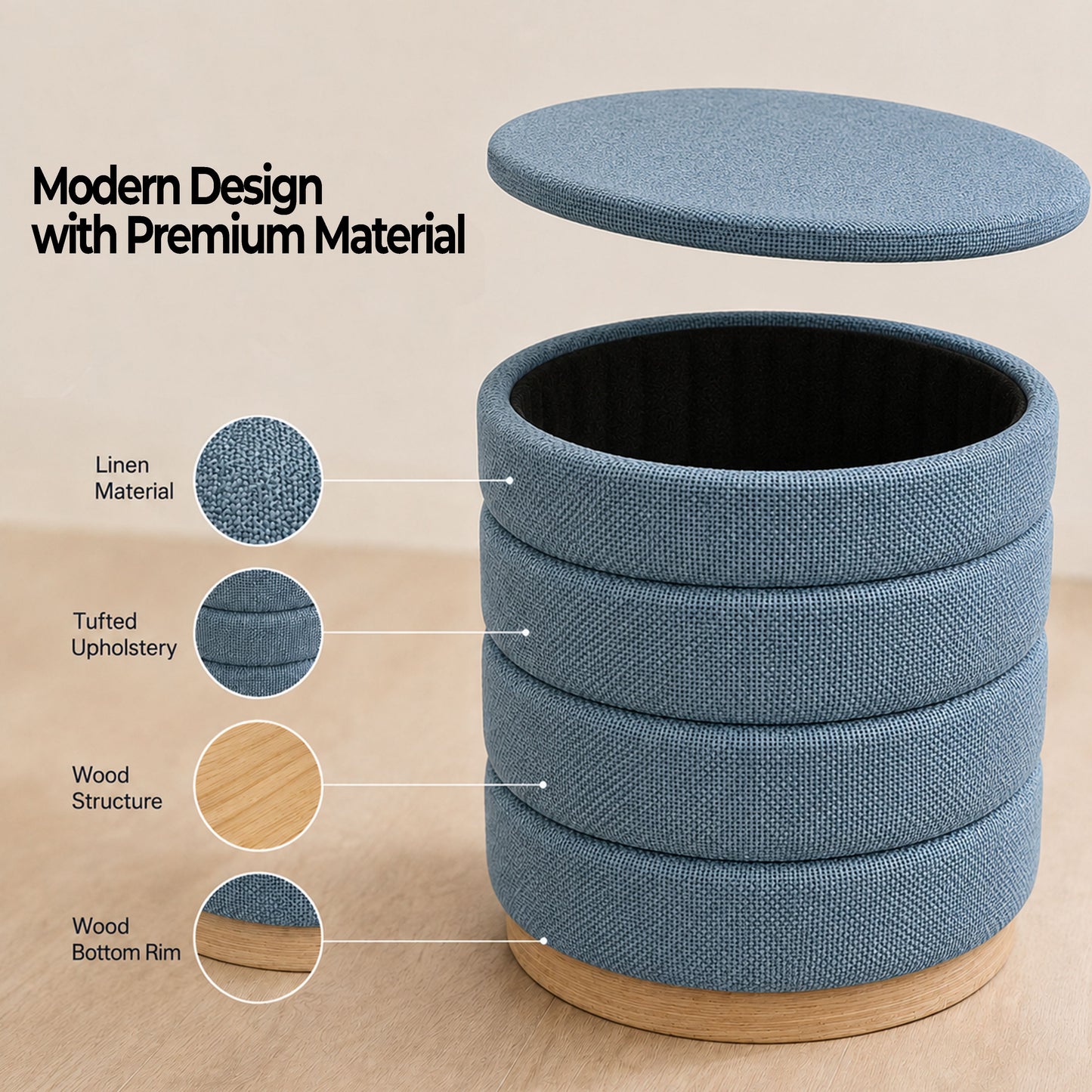 OT622 LIGHT BLUE OTTOMAN