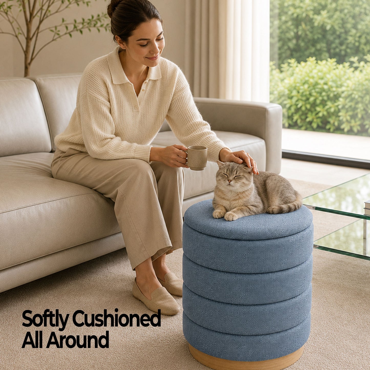 OT622 LIGHT BLUE OTTOMAN