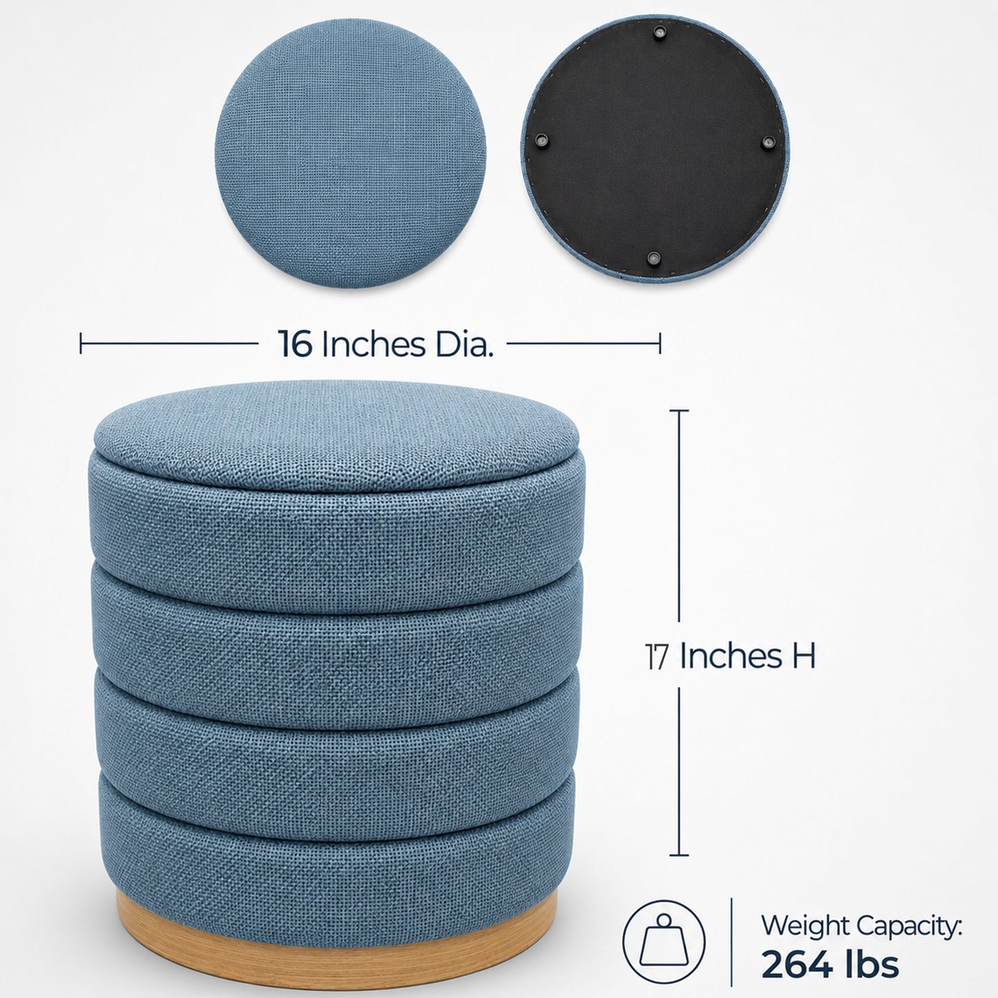 OT622 LIGHT BLUE OTTOMAN