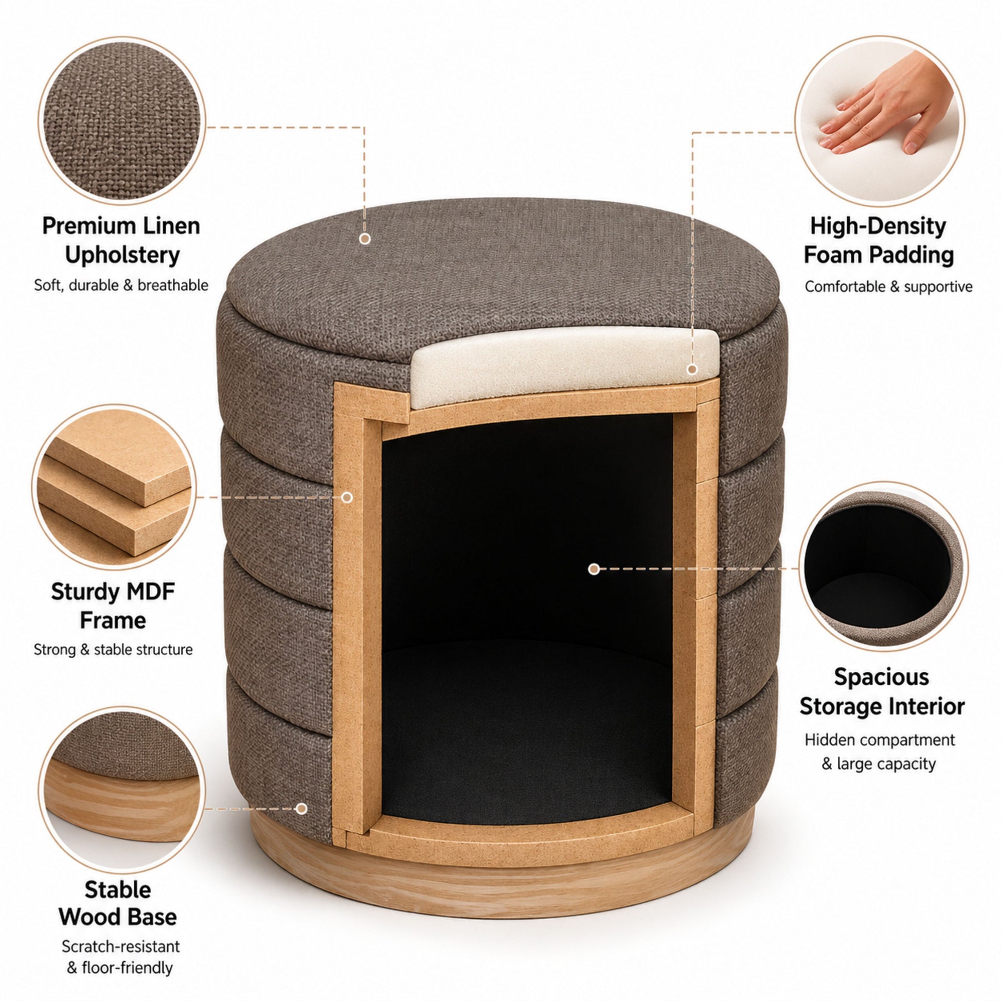 OT622 TAN OTTOMAN