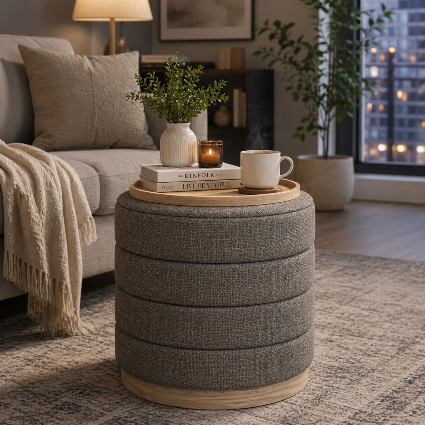 OT622 TAN OTTOMAN