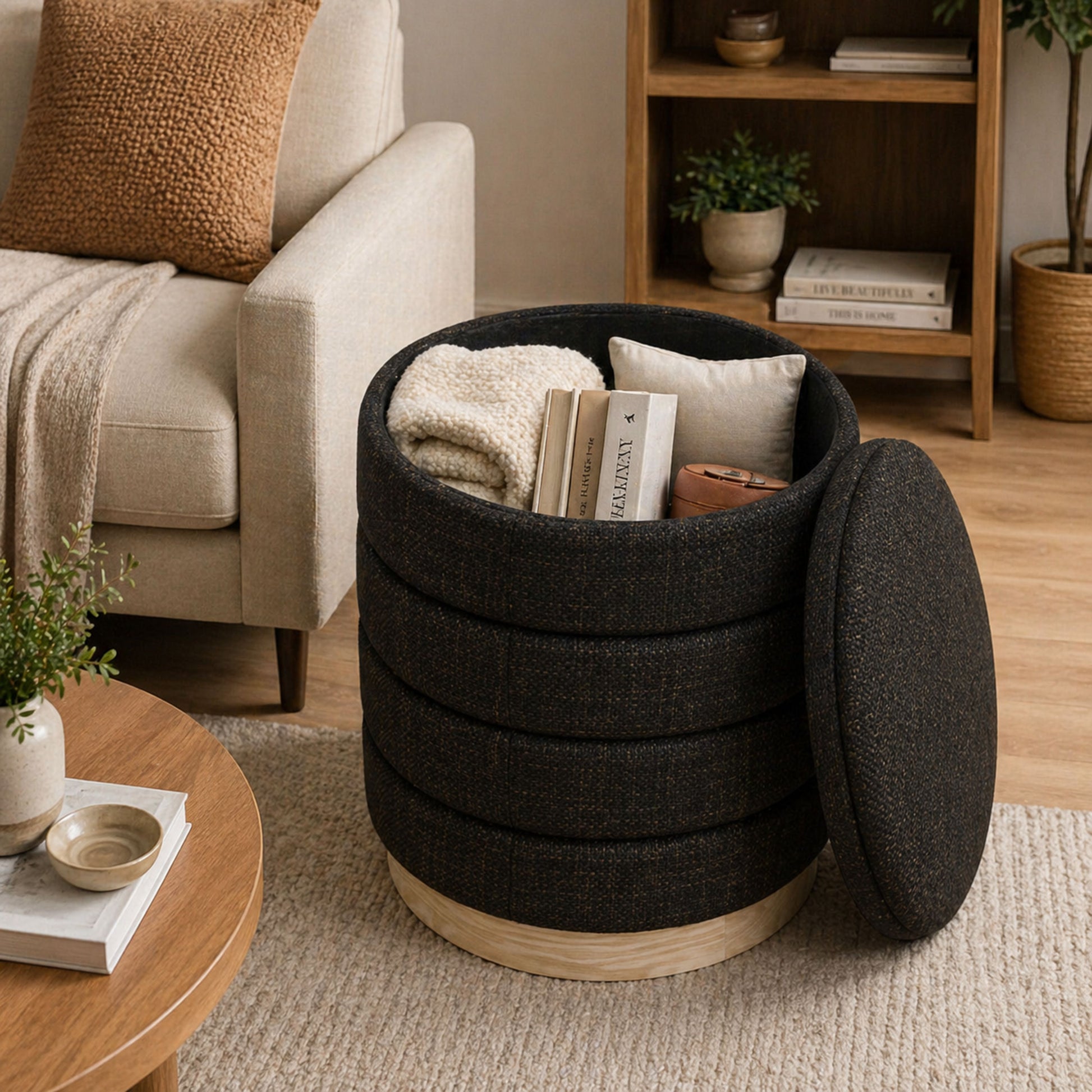 OT622 CHOCOLATE OTTOMAN