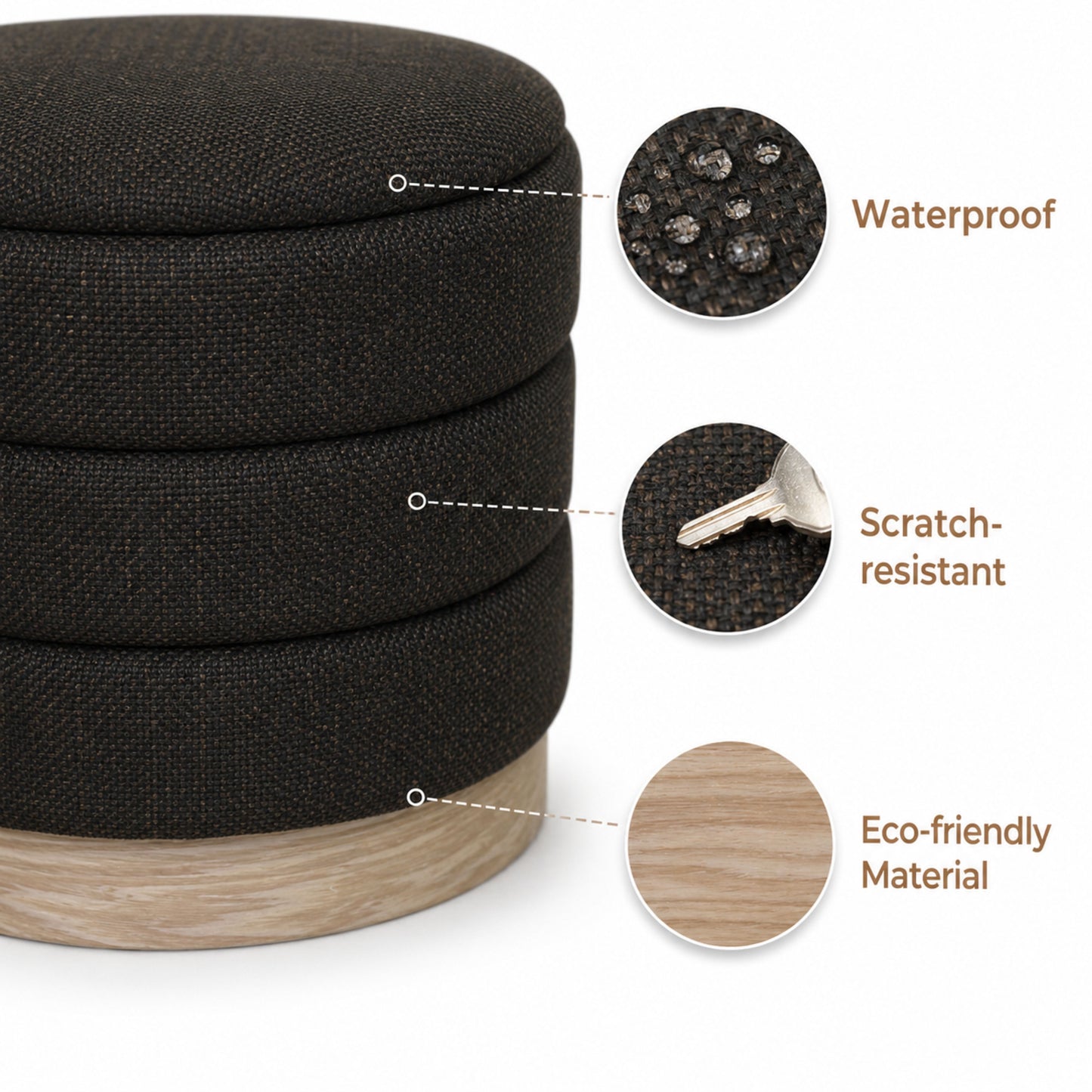 OT622 CHOCOLATE OTTOMAN