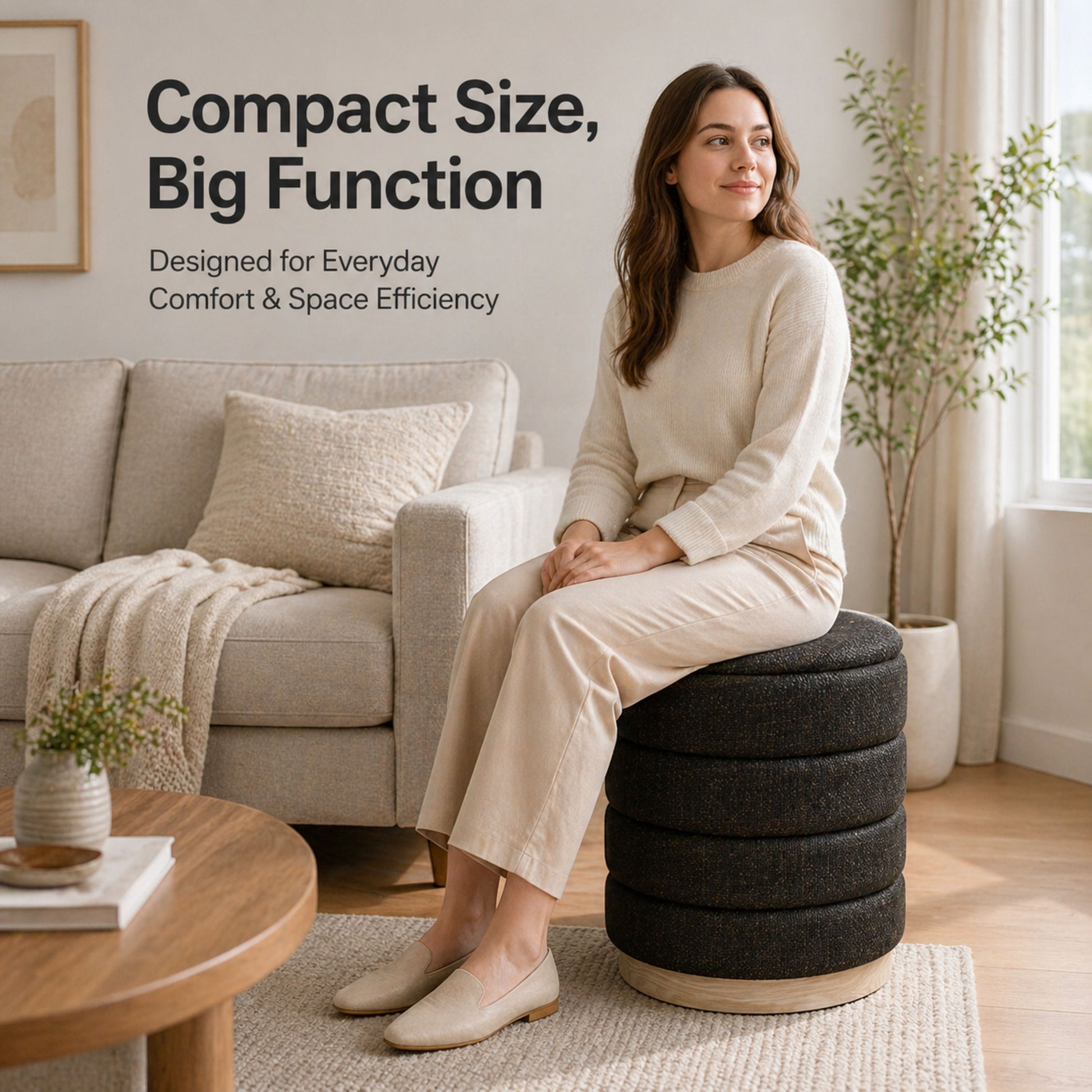 OT622 CHOCOLATE OTTOMAN