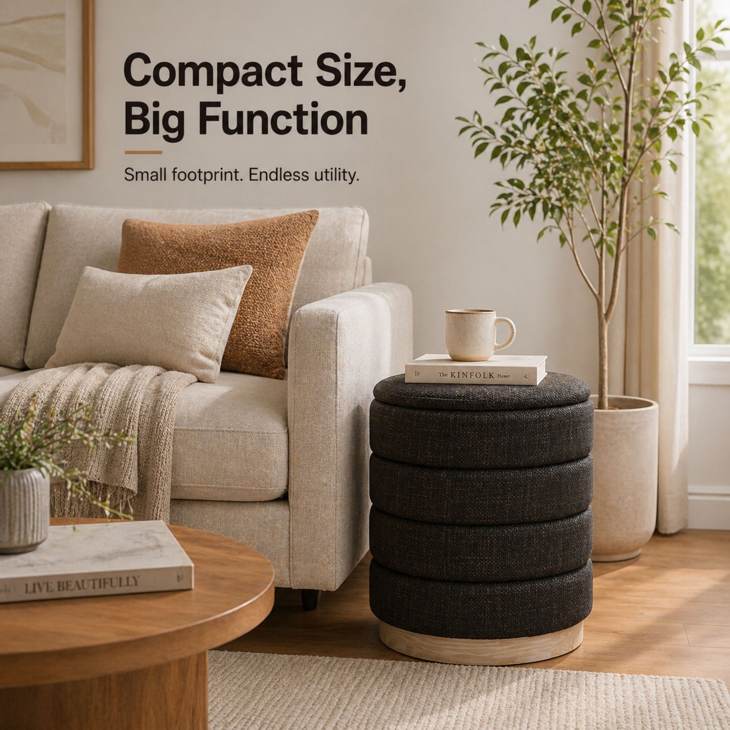 OT622 CHOCOLATE OTTOMAN