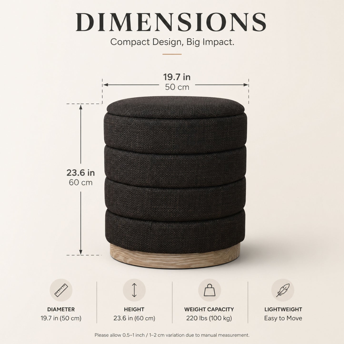 OT622 CHOCOLATE OTTOMAN