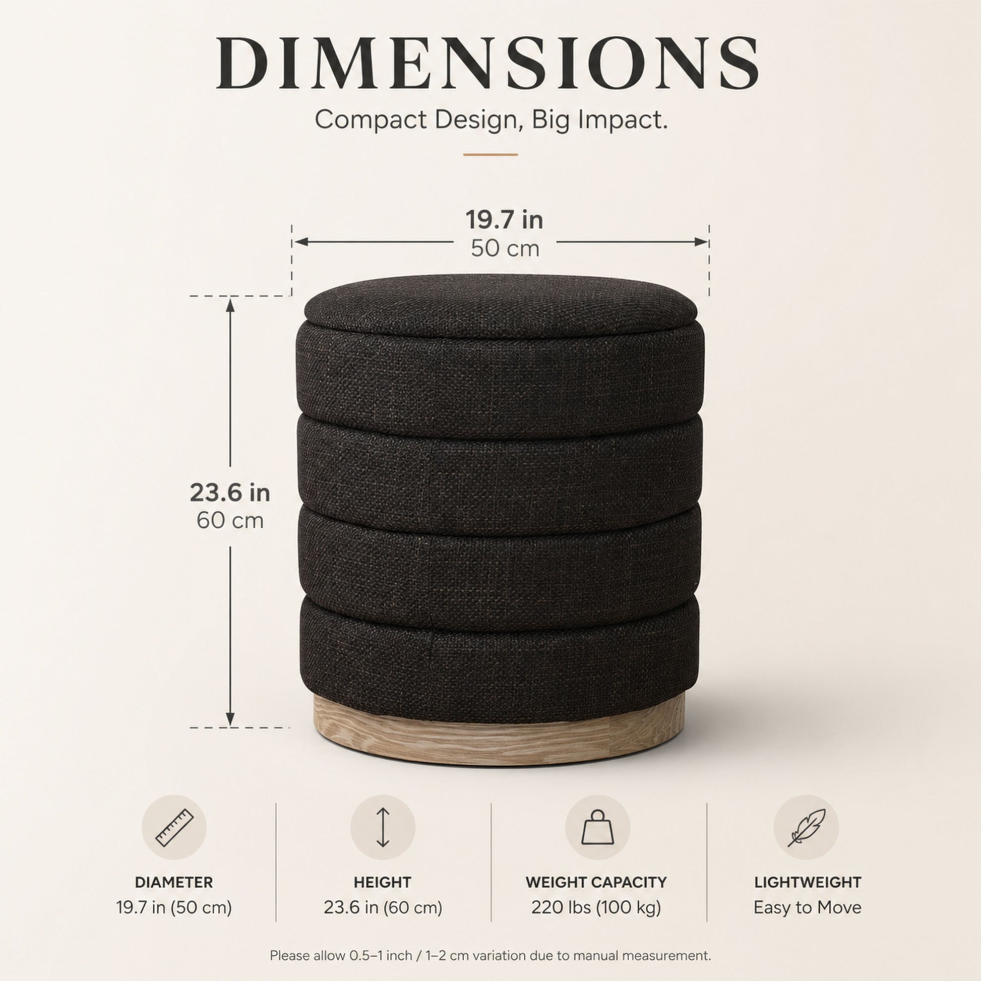OT622 CHOCOLATE OTTOMAN
