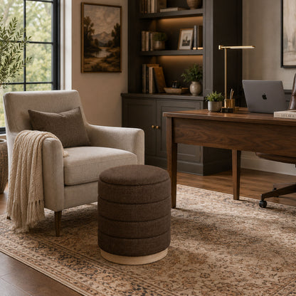 OT622 CHOCOLATE OTTOMAN