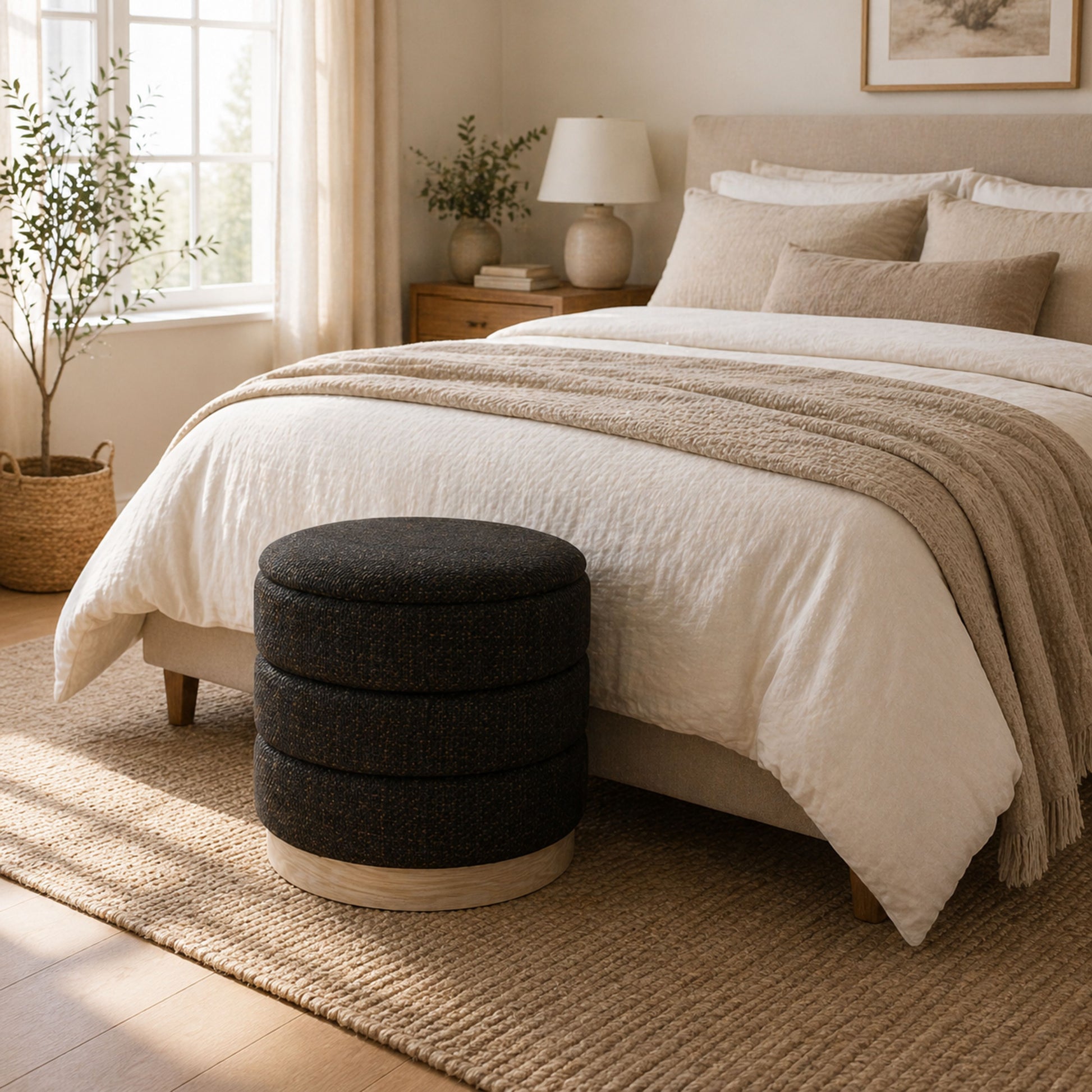 OT622 CHOCOLATE OTTOMAN