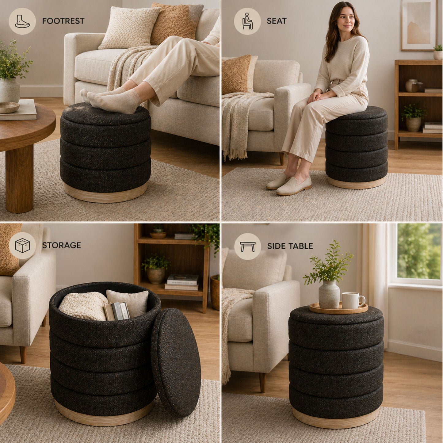 OT622 CHOCOLATE OTTOMAN