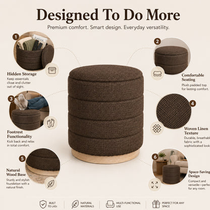 OT622 CHOCOLATE OTTOMAN