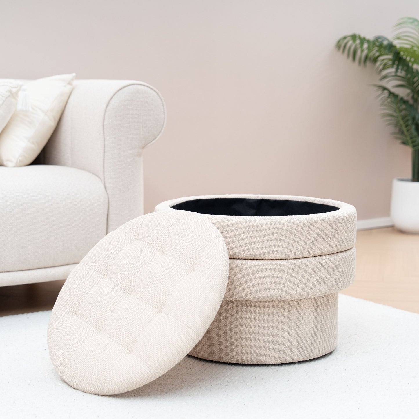 OT702 BEIGE OTTOMAN STOOL