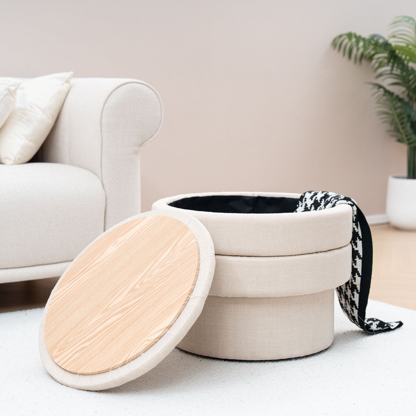 OT702 BEIGE OTTOMAN STOOL