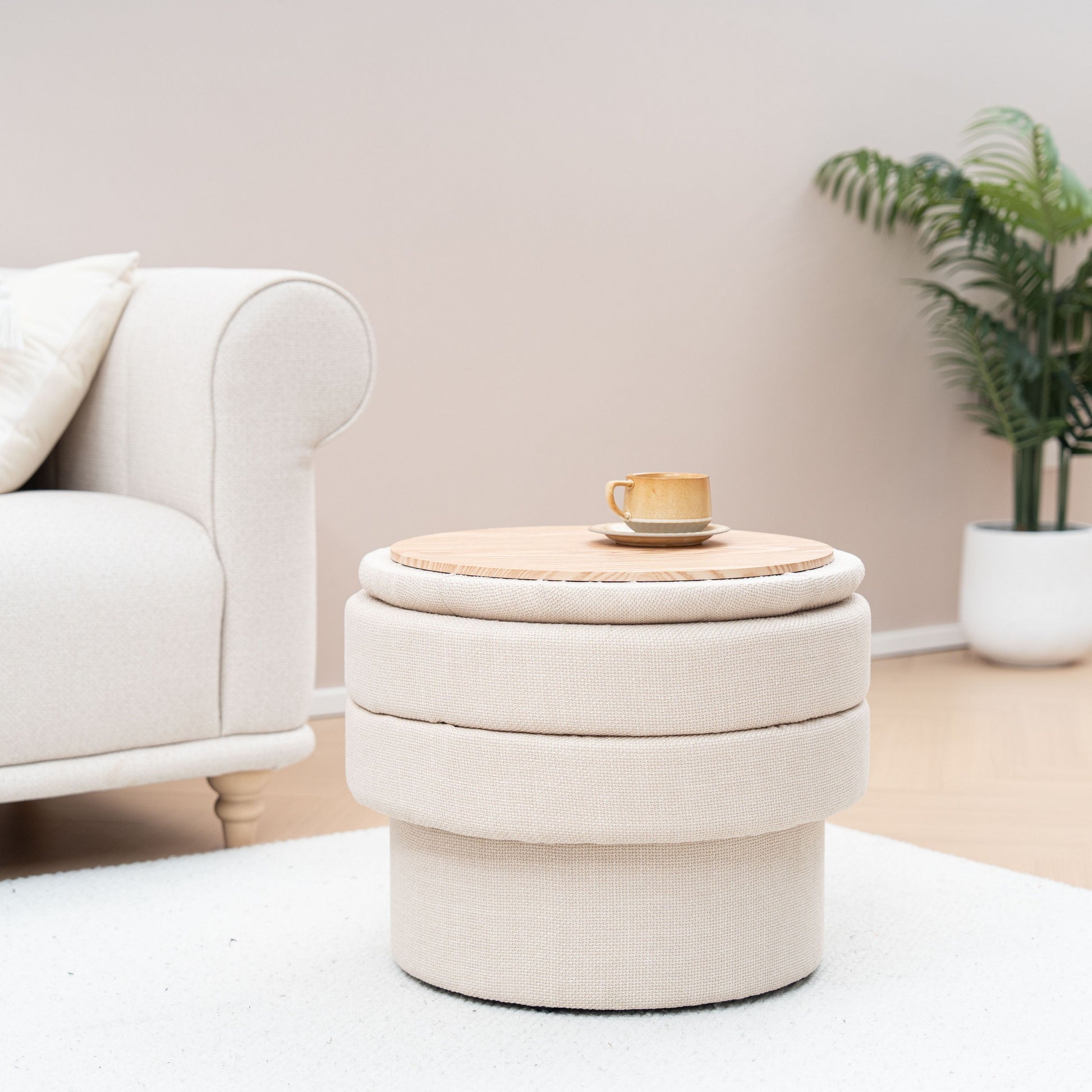OT702 BEIGE OTTOMAN STOOL