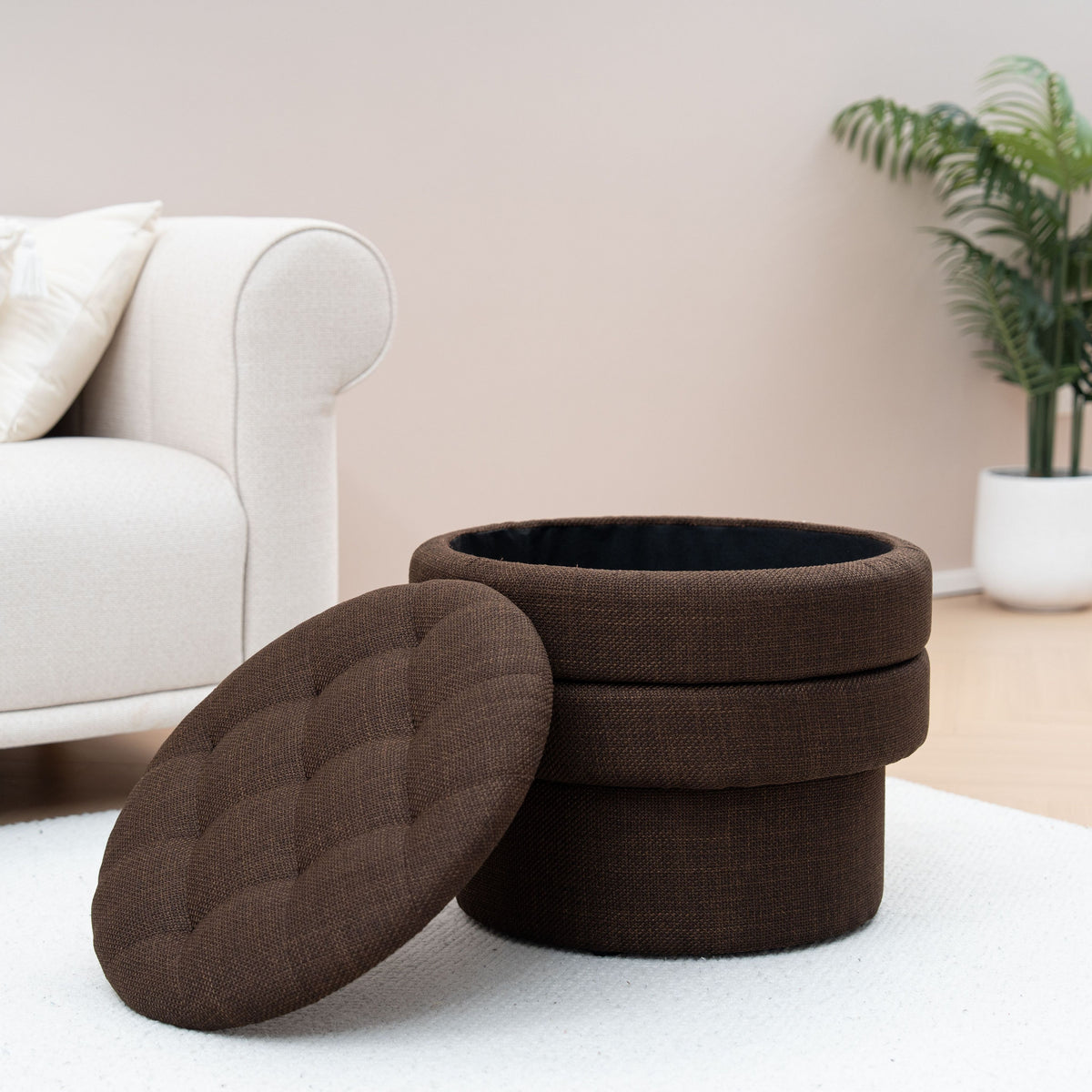 OT702 CHOCOLATE OTTOMAN