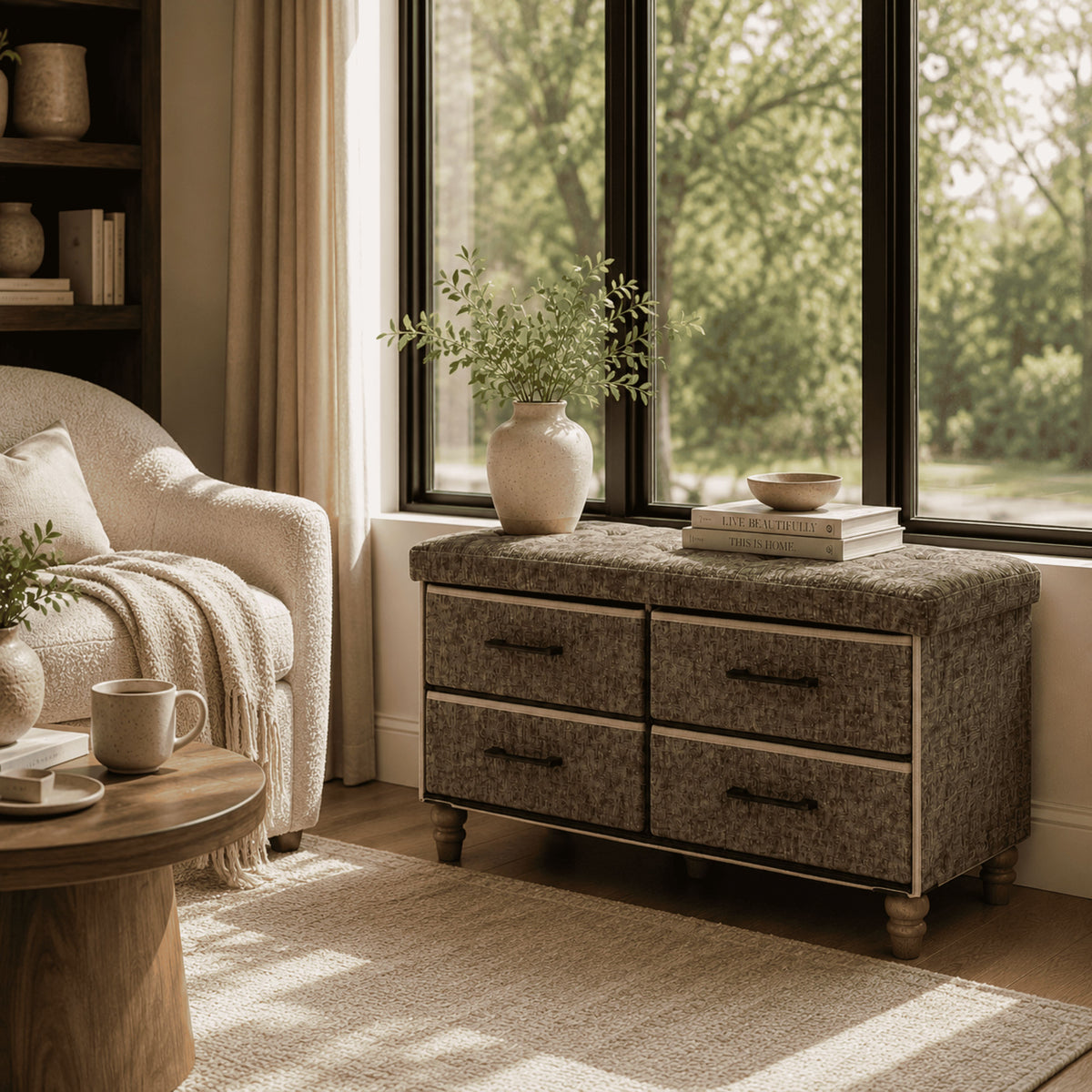 OT700 BROWN-BRNLEG GIFTS OTTOMAN