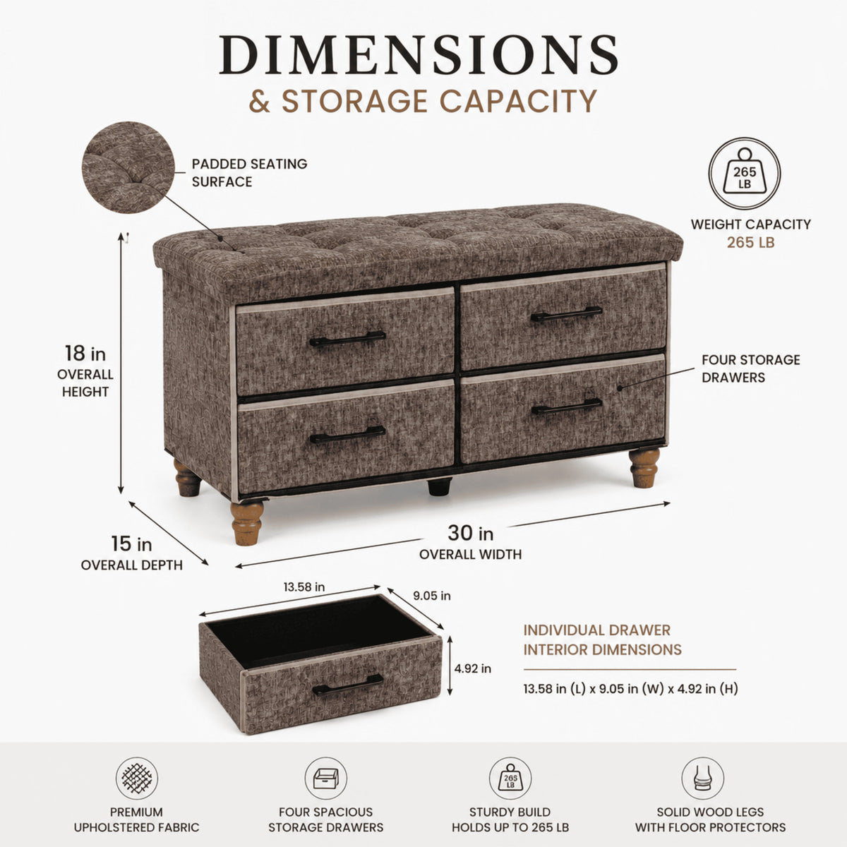 OT700 BROWN-BRNLEG GIFTS OTTOMAN