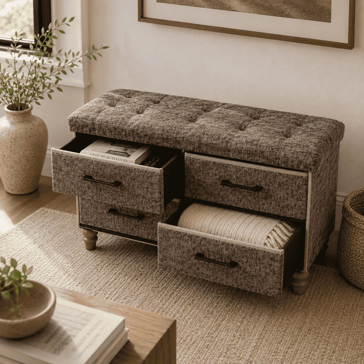 OT700 BROWN-BRNLEG GIFTS OTTOMAN