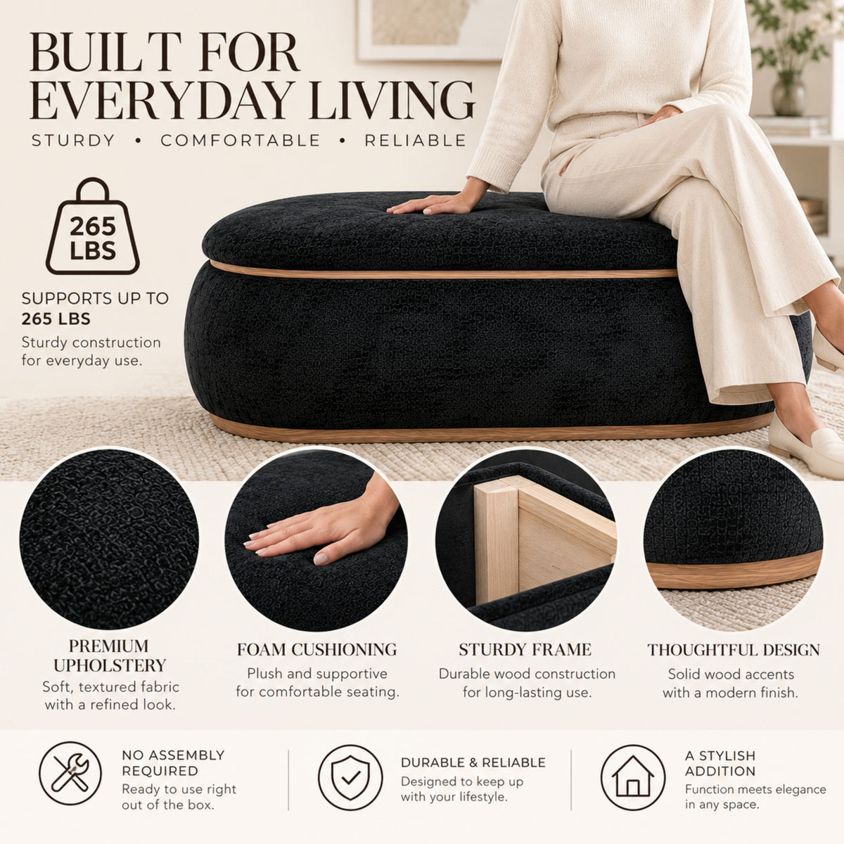 OT701 BLACK OTTOMAN