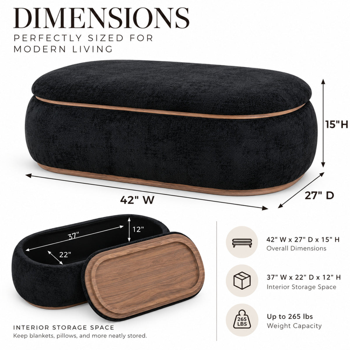 OT701 BLACK OTTOMAN