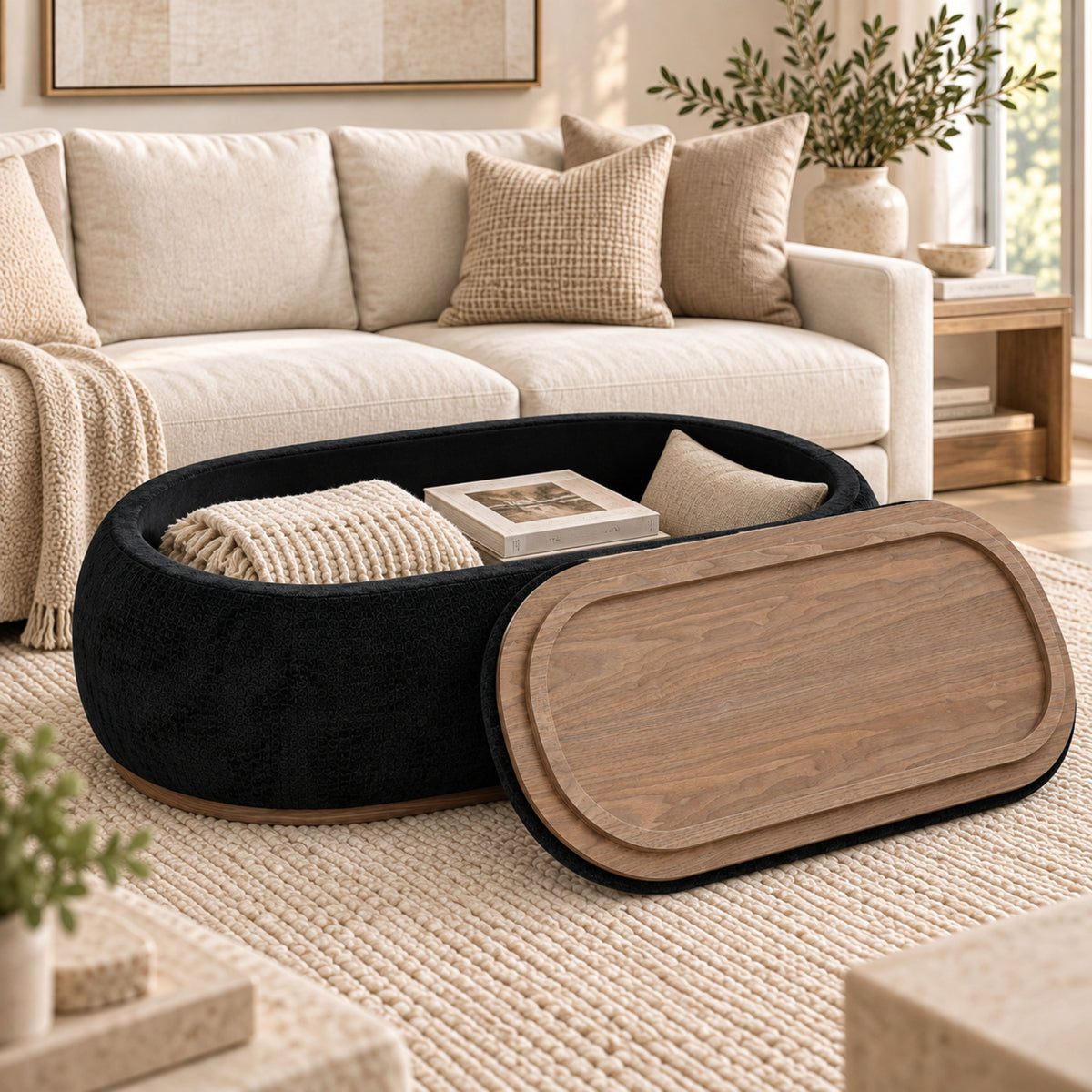OT701 BLACK OTTOMAN