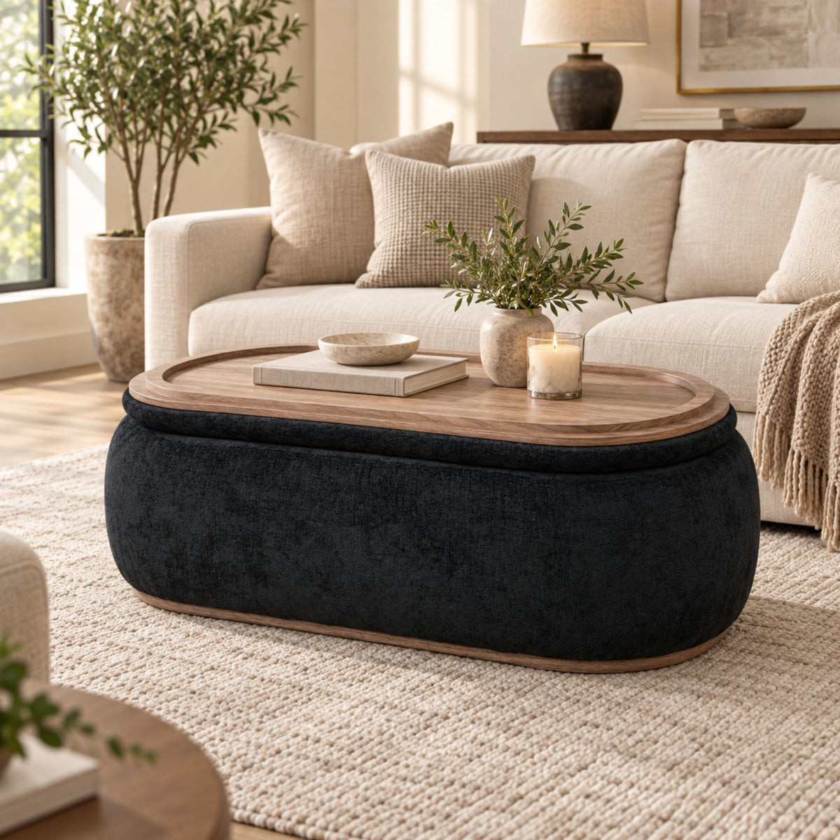 OT701 BLACK OTTOMAN