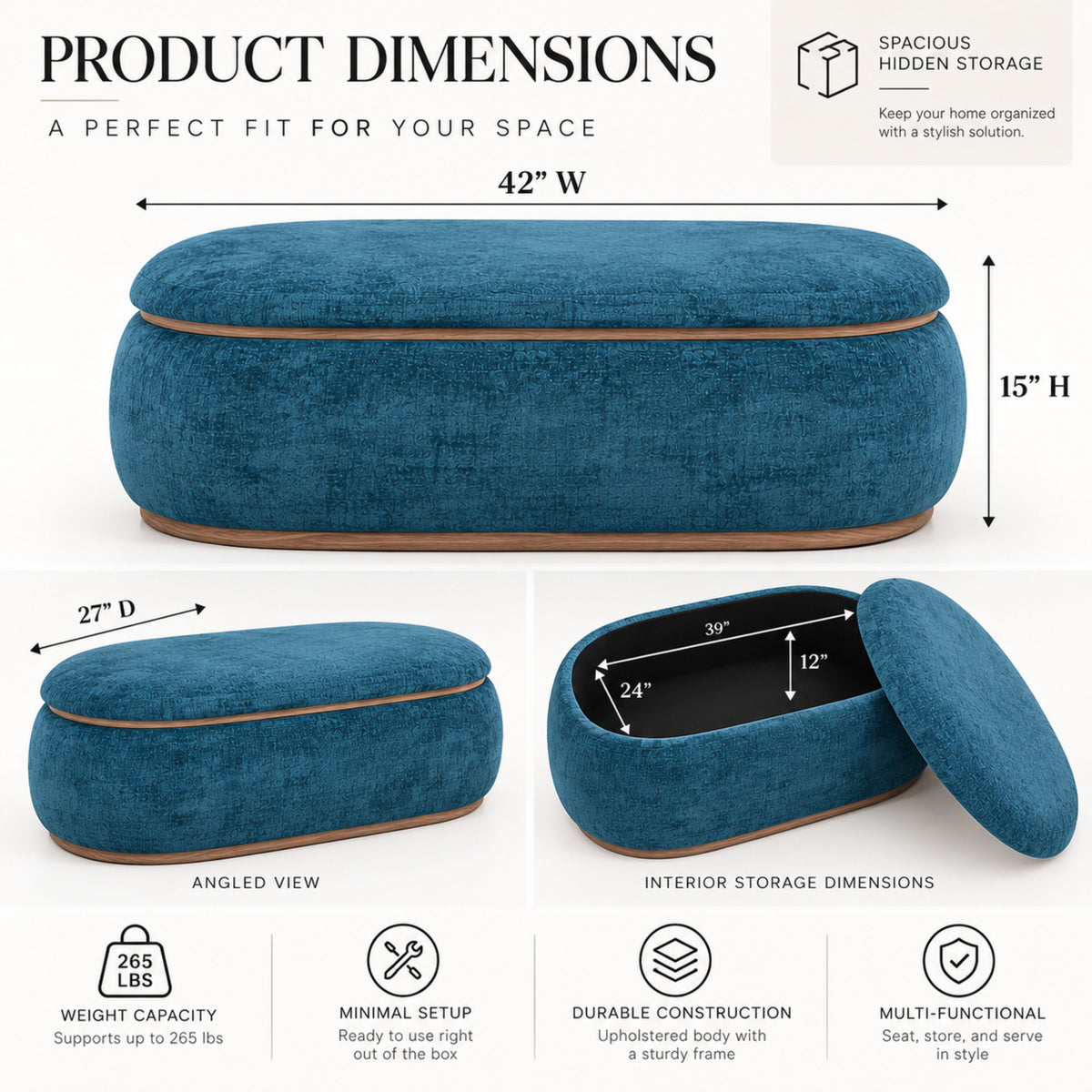 OT701 TEAL OTTOMAN