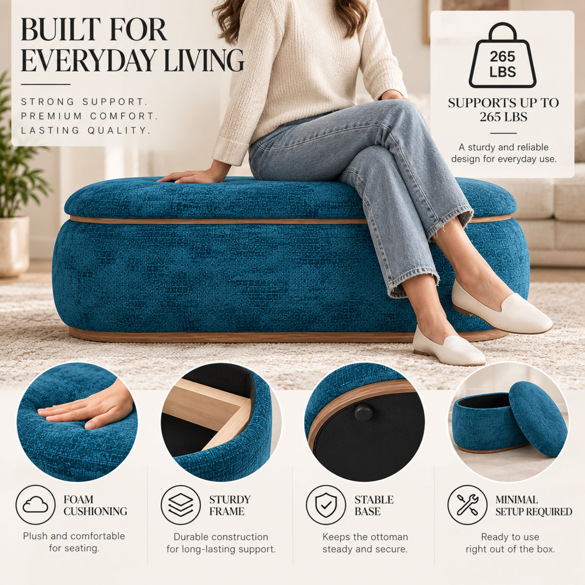 OT701 TEAL OTTOMAN