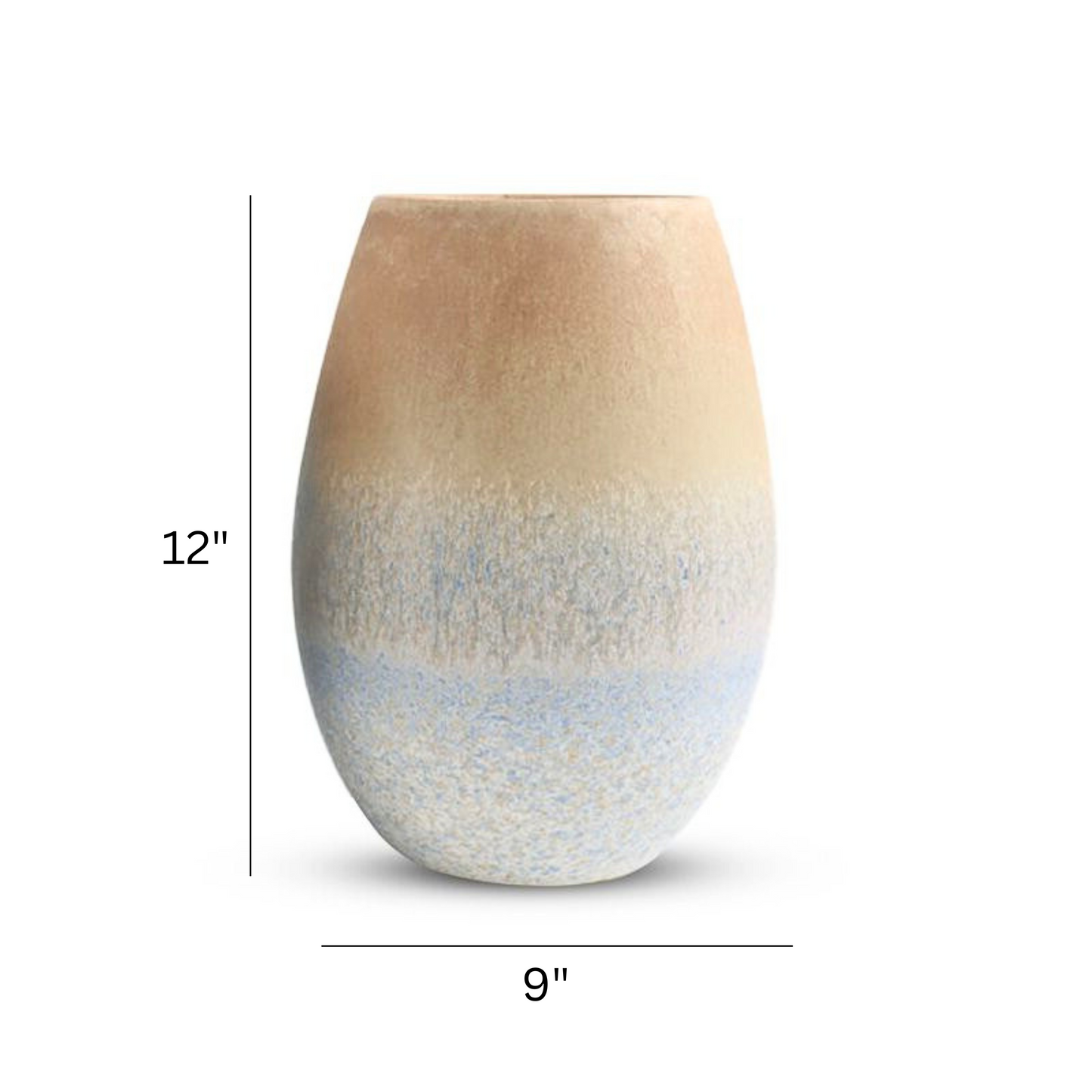 Large Oblong Ceramic Vase - Centerpiece - Beachy Aesthetic - Coastal Chic - Boho Style - Eclectic -