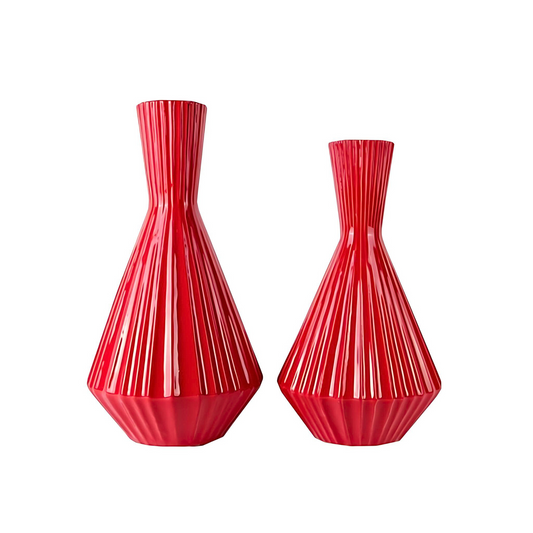 Set of 2-Vases-Water Jug Shape-Santa Fe Style-Red-Home D Cor-Earthy-Rustic-Organic-Southwest-Home Ac - Aria Home
