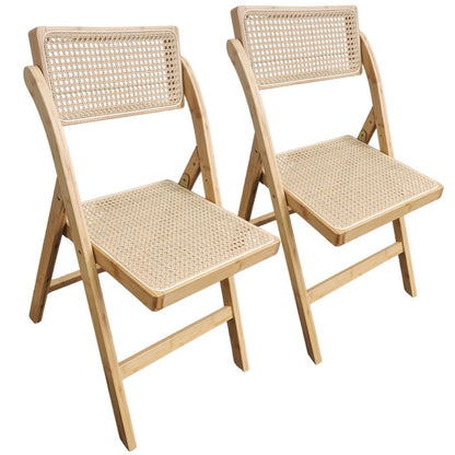 Set of 2 Tristan Bamboo Wood Folding Chair, - Aria Home