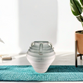 White Wash Bohemian Ceramic Urn With Handles - 11"