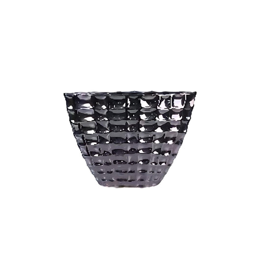 Titanium Silver Ceramic Centerpiece Bowl - Modern Square-Patterned Decor for Tables and Shelves - Aria Home