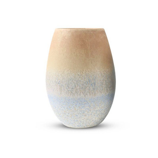 Large Oblong Ceramic Vase - Centerpiece - Beachy Aesthetic - Coastal Chic - Boho Style - Eclectic -