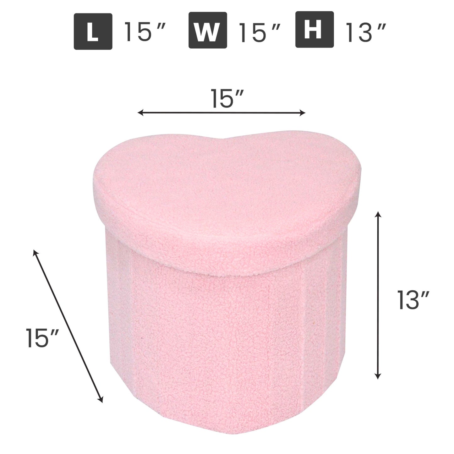 Pink Heart Shaped Storage Ottoman