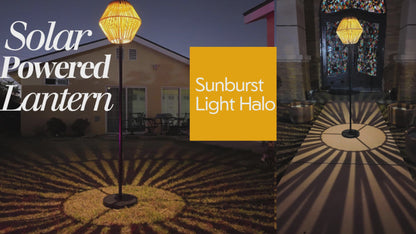 Outdoor 47" Solar Powered Rattan Floor Lamp