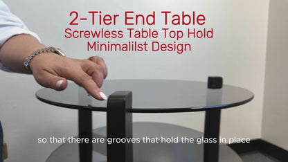 2-Tier Round Glass End-Table