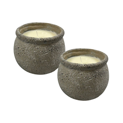 Set of 2 Rustic Gray Ceramic Candle Jars, 12 OZ.